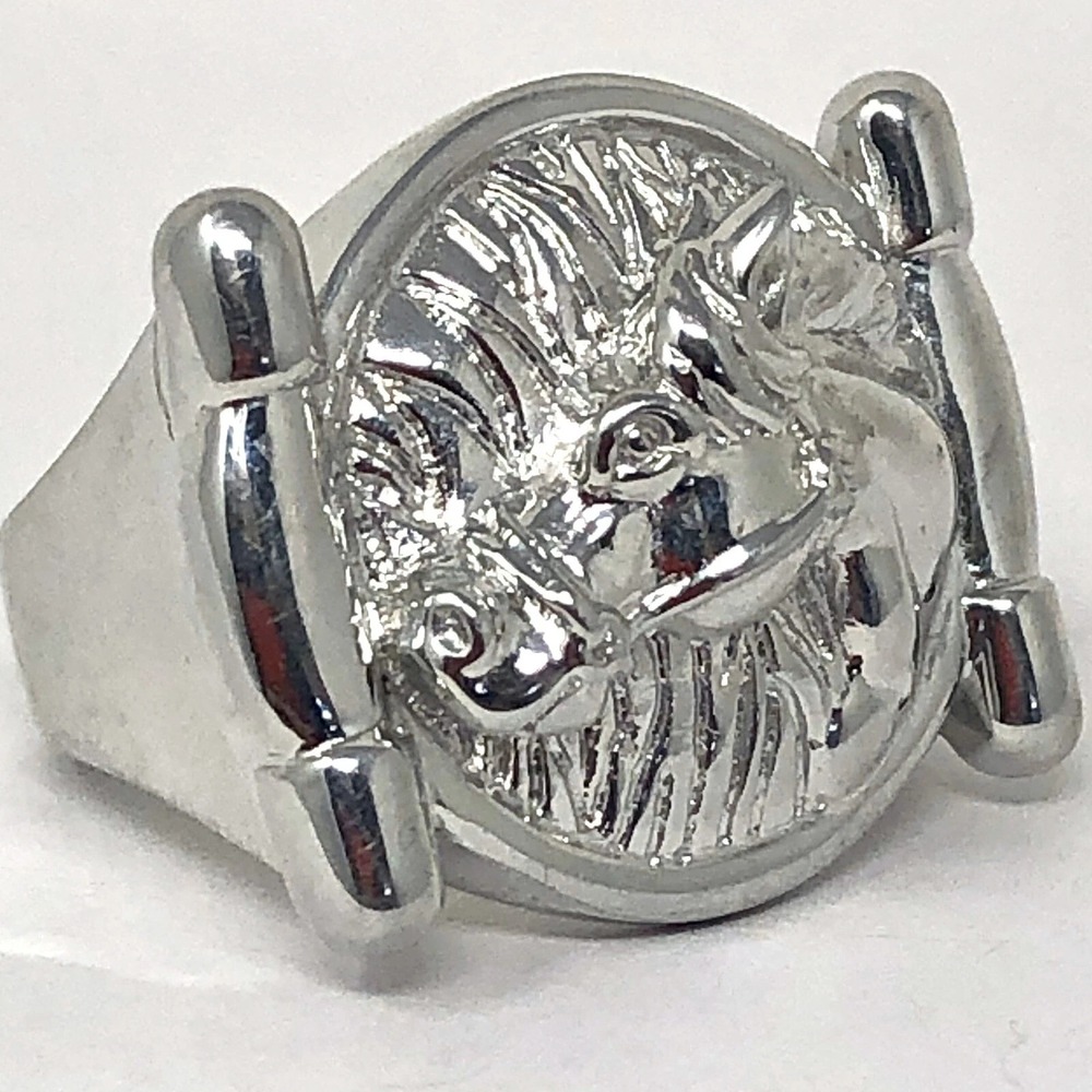 Horse Equestrian Ring Sz 7 Band Aluminum Arthur Court Signed Jewelry